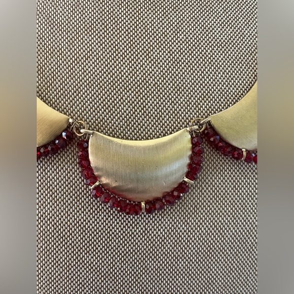 Vintage Gold and Red Statement Necklace - Picture 5 of 14